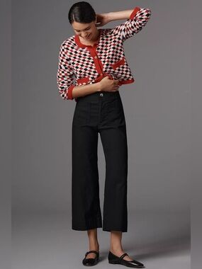 Anthropologie MAEVE Colette wide leg high rise pants black 29
